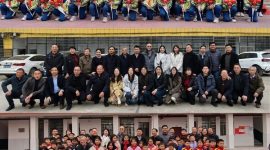 Group photo from the completion ceremony of the Metis Global Group charity project, marking the milestone of the new school buildings and essential equipment being brought into use.